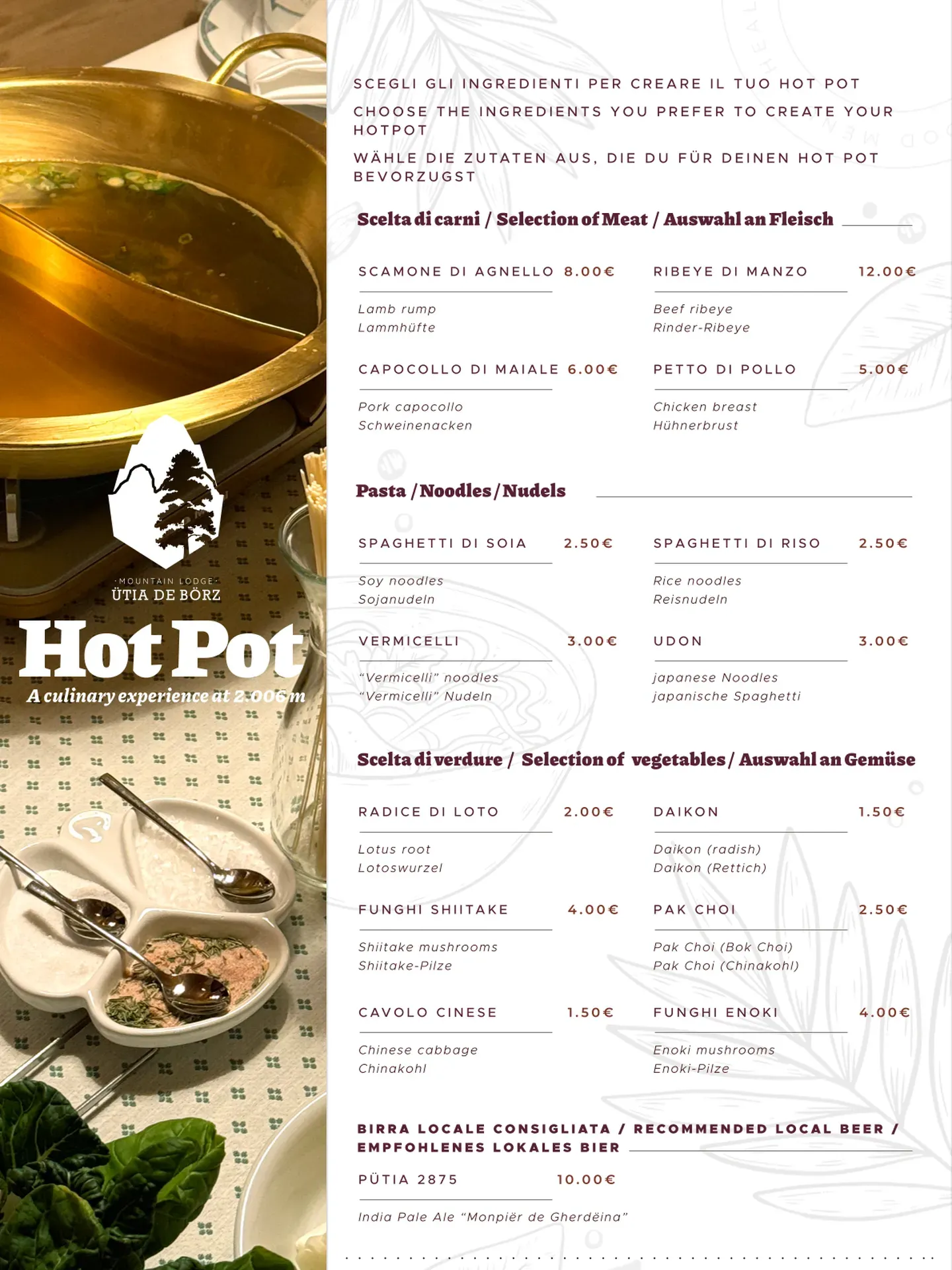 Hot Pot Menu SITO