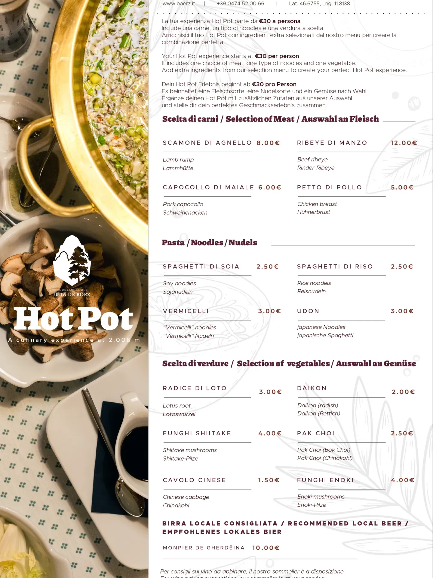 Hot Pot Menu SITO
